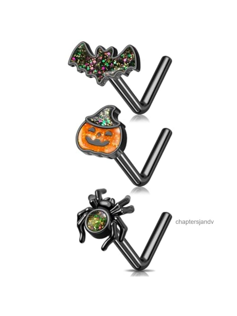 3PCS 20G L-Shaped Nose Studs 316L Stainless Steel Halloween Piercing Jewelry
